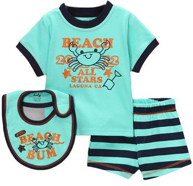 Aqua 'Beach Bum' Shorts Set