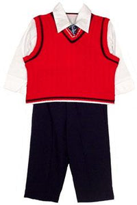 4-Piece Toddler Red Vest Suit Set