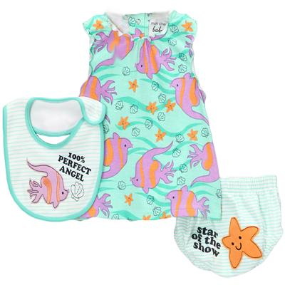 Aqua Fish Dress with Bib Set