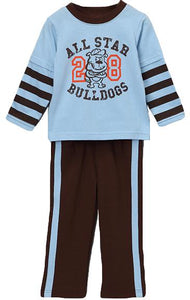 Blue 'All Star Bulldogs' Layered Tee & Pants