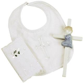 Boys Christening Bible, Bib & Cross Gift Set