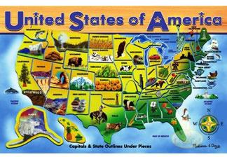 Classic Wooden USA Map Puzzle