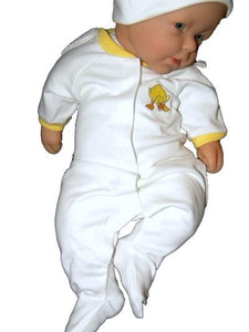 Embroidered White Preemie Coverall