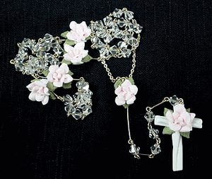 Exquisite Crystal Rosary with Pastel Flowers