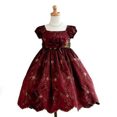 girls burgundy floral dress Rose Lace Flower Girl Dress in Burgundy 3T / Burgundy main image 0