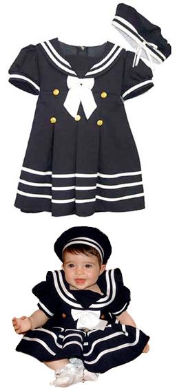 Girls Navy Nautical Sailor Dress