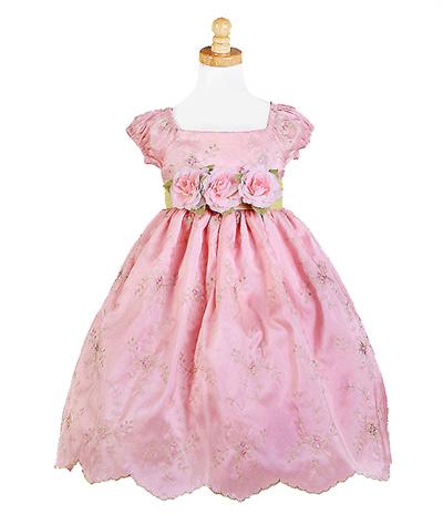 Girls Pink Flower Party Dress