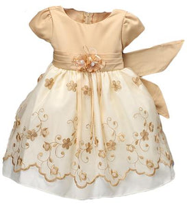 Gold Embroidered Dress & Bonnet