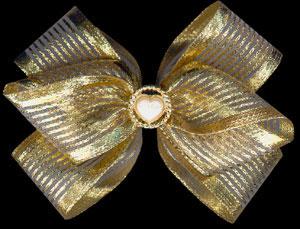 Gold Sheer Sparkly Hair Bow