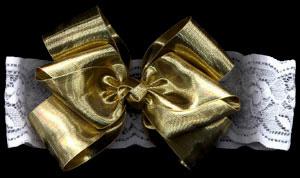 Large Gold Bow Lace Headband