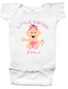 Little Sister Personalized Character Creeper or Tee-Shirt
