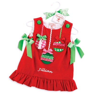 Personalized Red Corduroy Jumper with Ornaments