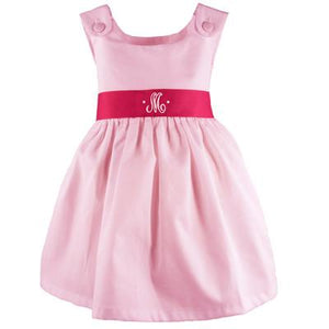 Monogrammed Pique Dress Hot Pink Sash