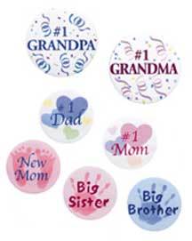 New Mom # 1 Dad Big Sis Big Brother Buttons