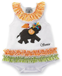 Personalized Baby Safari Elephant All-In-One Dress