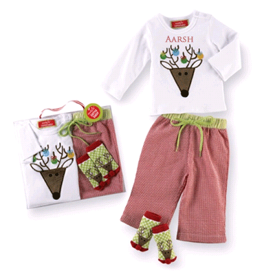 Personalized Reindeer Three-Piece Outfit