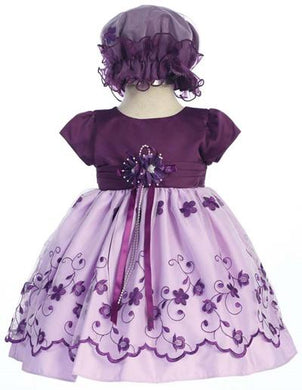 Purple Taffeta Party Dress with Hat