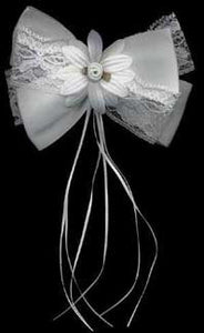 Satin & Lace Large Daisy Hair Bow