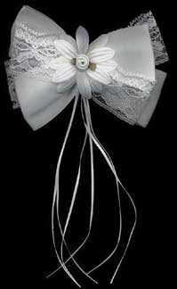 Satin & Lace Large Daisy Hair Bow