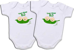 Set Of 2 "Two Peas In A Pod" Creepers For Twins