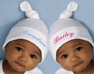 Set of 2 Personalized Twins Knotted Caps