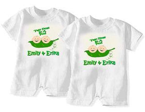 Set of 2: "Two Peas In A Pod" Rompers