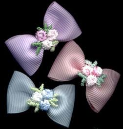 Set of 3 Baby Velcro Bows with Flowers
