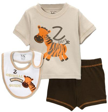 Tan Safari 'Zebra' Shorts Set