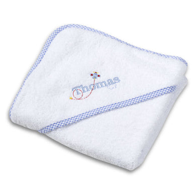 Boy's Personalized Gingham Hooded Towel