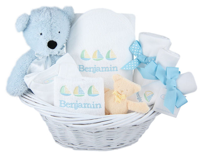 Personalized Deluxe Newborn Boy Gift Baskets