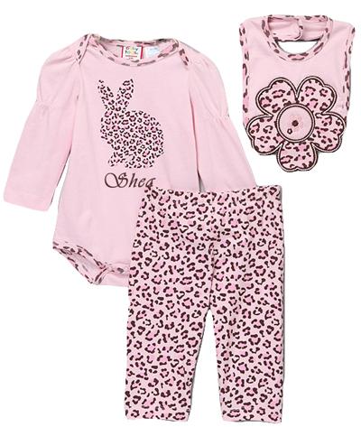 Personalized Pink Leopard Bunny Set