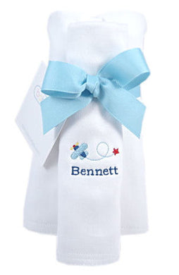Boy's Personalized Burp Cloths - 3 PACK