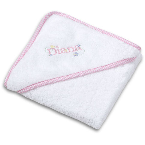 Girl's Personalized Gingham Hooded Towel