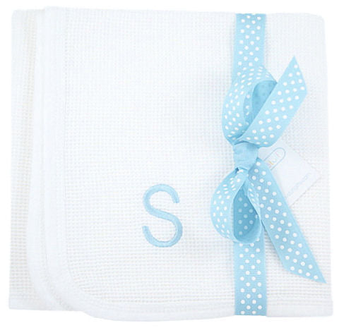 Monogrammed Initial Waffle Knit Receiving Blanket