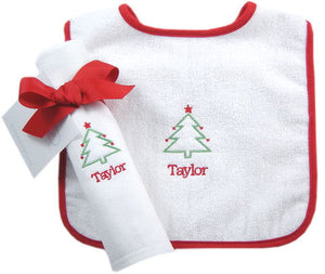 Baby's First Christmas Personalized Bib & Burp Cloth Set
